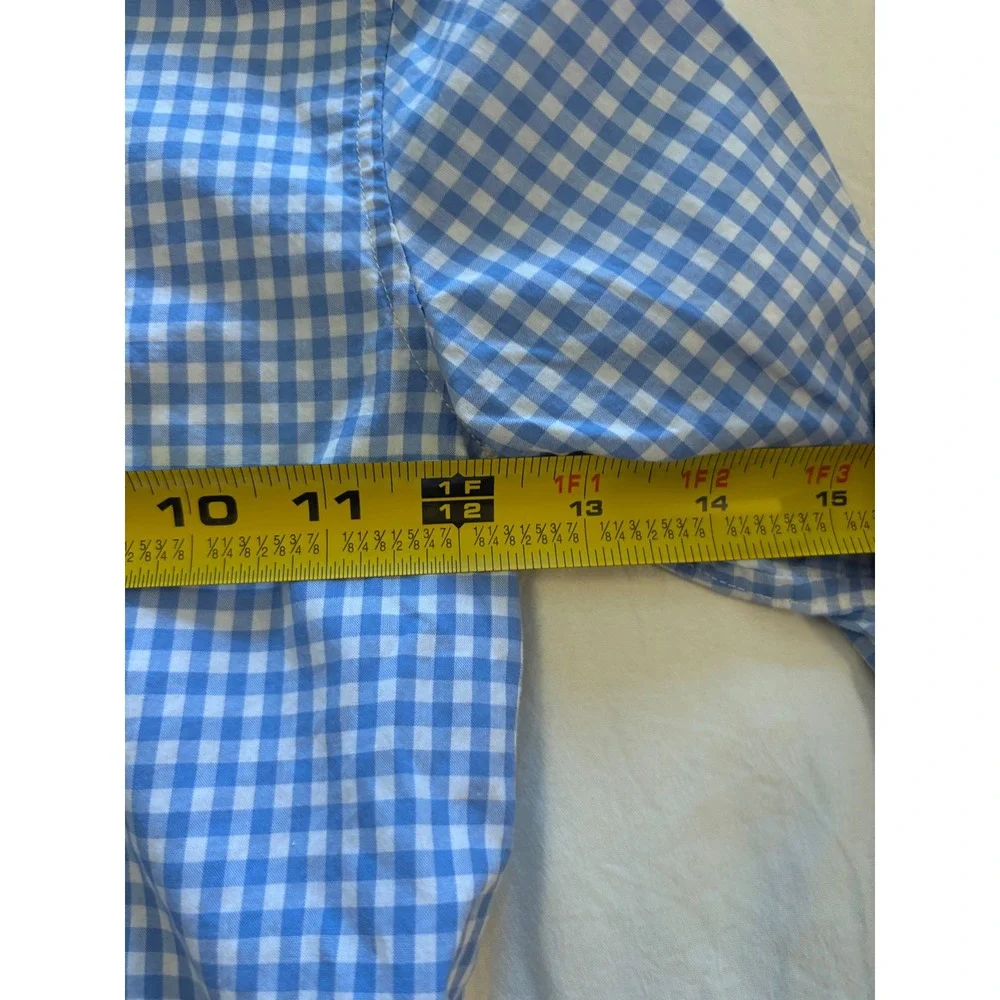 Ralph Lauren Kids Blue Gingham Cotton Button Down Shirt Size 5 Orange Pony